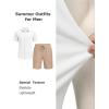 imageCOOFANDY Mens 2 Piece Outfit Casual Short Sleeve Button Down Shirt and Beach Shorts Set Summer Vacation Outfits for MenWhiteLight Khaki