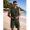 imageCOOFANDY Mens 2 Piece Outfits Beach Knit Jacquard Sleeveless Shirt and Shorts Sets Summer Athletic Vacation SetArmy Green