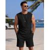 imageCOOFANDY Mens 2 Piece Outfits Beach Knit Jacquard Sleeveless Shirt and Shorts Sets Summer Athletic Vacation SetBlack