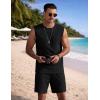 imageCOOFANDY Mens 2 Piece Outfits Beach Knit Jacquard Sleeveless Shirt and Shorts Sets Summer Athletic Vacation SetBlack