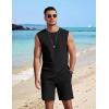 imageCOOFANDY Mens 2 Piece Outfits Beach Knit Jacquard Sleeveless Shirt and Shorts Sets Summer Athletic Vacation SetBlack