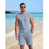 imageCOOFANDY Mens 2 Piece Outfits Beach Knit Jacquard Sleeveless Shirt and Shorts Sets Summer Athletic Vacation SetLight Blue