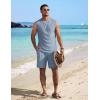 imageCOOFANDY Mens 2 Piece Outfits Beach Knit Jacquard Sleeveless Shirt and Shorts Sets Summer Athletic Vacation SetLight Blue