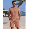 imageCOOFANDY Mens 2 Piece Outfits Beach Knit Jacquard Sleeveless Shirt and Shorts Sets Summer Athletic Vacation SetLight Khaki