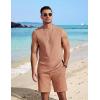imageCOOFANDY Mens 2 Piece Outfits Beach Knit Jacquard Sleeveless Shirt and Shorts Sets Summer Athletic Vacation SetLight Khaki