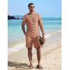 imageCOOFANDY Mens 2 Piece Outfits Beach Knit Jacquard Sleeveless Shirt and Shorts Sets Summer Athletic Vacation SetLight Khaki
