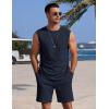 imageCOOFANDY Mens 2 Piece Outfits Beach Knit Jacquard Sleeveless Shirt and Shorts Sets Summer Athletic Vacation SetNavy Blue