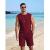imageCOOFANDY Mens 2 Piece Outfits Beach Knit Jacquard Sleeveless Shirt and Shorts Sets Summer Athletic Vacation SetWine Red