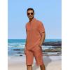 imageCOOFANDY Mens 2 Pieces Linen Set Casual Henley Shirts Short Sleeve Beach Yoga Shorts Summer Pants OutfitsCaramel