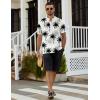 imageCOOFANDY Mens 2 Pieces Linen Set Casual Henley Shirts Short Sleeve Beach Yoga Shorts Summer Pants OutfitsCoconut Plant Pattern