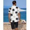 imageCOOFANDY Mens 2 Pieces Linen Set Casual Henley Shirts Short Sleeve Beach Yoga Shorts Summer Pants OutfitsCoconut Plant Pattern