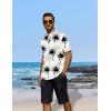 imageCOOFANDY Mens 2 Pieces Linen Set Casual Henley Shirts Short Sleeve Beach Yoga Shorts Summer Pants OutfitsCoconut Plant Pattern