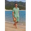 imageCOOFANDY Mens 2 Pieces Linen Set Casual Henley Shirts Short Sleeve Beach Yoga Shorts Summer Pants OutfitsIce Green