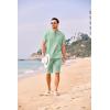 imageCOOFANDY Mens 2 Pieces Linen Set Casual Henley Shirts Short Sleeve Beach Yoga Shorts Summer Pants OutfitsIce Green