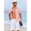 imageCOOFANDY Mens Beach Summer Shirts Linen Texture Shirts Short Sleeve Casual Button Down ShirtLight Pink