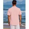 imageCOOFANDY Mens Beach Summer Shirts Linen Texture Shirts Short Sleeve Casual Button Down ShirtLight Pink