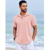 imageCOOFANDY Mens Beach Summer Shirts Linen Texture Shirts Short Sleeve Casual Button Down ShirtLight Pink