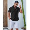 imageCOOFANDY Mens Button Down Shirt Short Sleeve Casual Stylish Cotton Shirts Linen Textured Summer Beach Wedding ShirtBlack