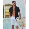 imageCOOFANDY Mens Button Down Shirt Short Sleeve Casual Stylish Cotton Shirts Linen Textured Summer Beach Wedding ShirtBlack