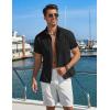 imageCOOFANDY Mens Button Down Shirt Short Sleeve Casual Stylish Cotton Shirts Linen Textured Summer Beach Wedding ShirtBlack