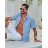 imageCOOFANDY Mens Button Down Shirt Short Sleeve Casual Stylish Cotton Shirts Linen Textured Summer Beach Wedding ShirtBlue