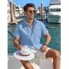 imageCOOFANDY Mens Button Down Shirt Short Sleeve Casual Stylish Cotton Shirts Linen Textured Summer Beach Wedding ShirtBlue