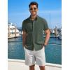 imageCOOFANDY Mens Button Down Shirt Short Sleeve Casual Stylish Cotton Shirts Linen Textured Summer Beach Wedding ShirtDeep Green