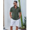 imageCOOFANDY Mens Button Down Shirt Short Sleeve Casual Stylish Cotton Shirts Linen Textured Summer Beach Wedding ShirtDeep Green