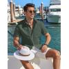 imageCOOFANDY Mens Button Down Shirt Short Sleeve Casual Stylish Cotton Shirts Linen Textured Summer Beach Wedding ShirtDeep Green