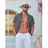 imageCOOFANDY Mens Button Down Shirt Short Sleeve Casual Stylish Cotton Shirts Linen Textured Summer Beach Wedding ShirtDeep Grey