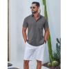 imageCOOFANDY Mens Button Down Shirt Short Sleeve Casual Stylish Cotton Shirts Linen Textured Summer Beach Wedding ShirtDeep Grey