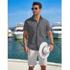 imageCOOFANDY Mens Button Down Shirt Short Sleeve Casual Stylish Cotton Shirts Linen Textured Summer Beach Wedding ShirtDeep Grey