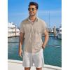 imageCOOFANDY Mens Button Down Shirt Short Sleeve Casual Stylish Cotton Shirts Linen Textured Summer Beach Wedding ShirtKhaki