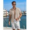imageCOOFANDY Mens Button Down Shirt Short Sleeve Casual Stylish Cotton Shirts Linen Textured Summer Beach Wedding ShirtKhaki