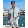 imageCOOFANDY Mens Button Down Shirt Short Sleeve Casual Stylish Cotton Shirts Linen Textured Summer Beach Wedding ShirtLight Blue