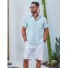 imageCOOFANDY Mens Button Down Shirt Short Sleeve Casual Stylish Cotton Shirts Linen Textured Summer Beach Wedding ShirtLight Blue