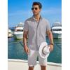 imageCOOFANDY Mens Button Down Shirt Short Sleeve Casual Stylish Cotton Shirts Linen Textured Summer Beach Wedding ShirtLight Grey