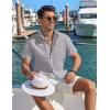 imageCOOFANDY Mens Button Down Shirt Short Sleeve Casual Stylish Cotton Shirts Linen Textured Summer Beach Wedding ShirtLight Grey
