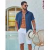imageCOOFANDY Mens Button Down Shirt Short Sleeve Casual Stylish Cotton Shirts Linen Textured Summer Beach Wedding ShirtNavy Blue