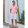 imageCOOFANDY Mens Button Down Shirt Short Sleeve Casual Stylish Cotton Shirts Linen Textured Summer Beach Wedding ShirtPink
