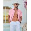 imageCOOFANDY Mens Button Down Shirt Short Sleeve Casual Stylish Cotton Shirts Linen Textured Summer Beach Wedding ShirtPink