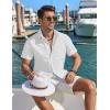 imageCOOFANDY Mens Button Down Shirt Short Sleeve Casual Stylish Cotton Shirts Linen Textured Summer Beach Wedding ShirtWhite