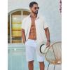 imageCOOFANDY Mens Button Down Shirt Short Sleeve Casual Stylish Cotton Shirts Linen Textured Summer Beach Wedding ShirtWhite
