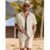 imageCOOFANDY Mens Button Down Short Sleeve Shirt Cotton Casual Summer Shirts Textured Beach Vacation Shirts for MenBeige