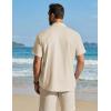 imageCOOFANDY Mens Button Down Short Sleeve Shirt Cotton Casual Summer Shirts Textured Beach Vacation Shirts for MenBeige