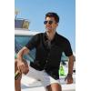 imageCOOFANDY Mens Button Down Short Sleeve Shirt Cotton Casual Summer Shirts Textured Beach Vacation Shirts for MenBlack