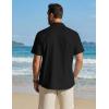 imageCOOFANDY Mens Button Down Short Sleeve Shirt Cotton Casual Summer Shirts Textured Beach Vacation Shirts for MenBlack