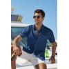 imageCOOFANDY Mens Button Down Short Sleeve Shirt Cotton Casual Summer Shirts Textured Beach Vacation Shirts for MenDenim Blue