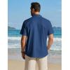imageCOOFANDY Mens Button Down Short Sleeve Shirt Cotton Casual Summer Shirts Textured Beach Vacation Shirts for MenDenim Blue