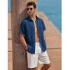 imageCOOFANDY Mens Button Down Short Sleeve Shirt Cotton Casual Summer Shirts Textured Beach Vacation Shirts for MenDenim Blue